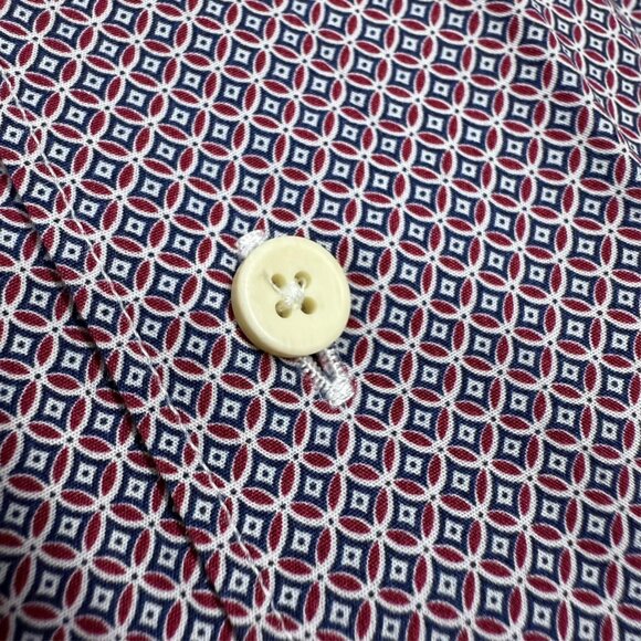 XACUS Dress Shirt Made in Italy Geometric Purple Long Sleeve Cotton 17 1/2 XL - Picture 5 of 8